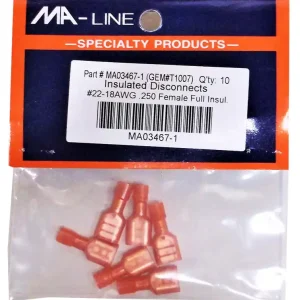 Best Seller MA03467-2: Fully Insulated Quick Disconnects 22-18AWG Female 0.250 Tab 100/PKG.