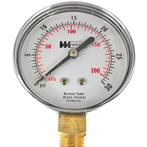 Hot Deal TL25-030: 2 1/2" Gauge 0-30PSI, Bottom Mount 1/4"